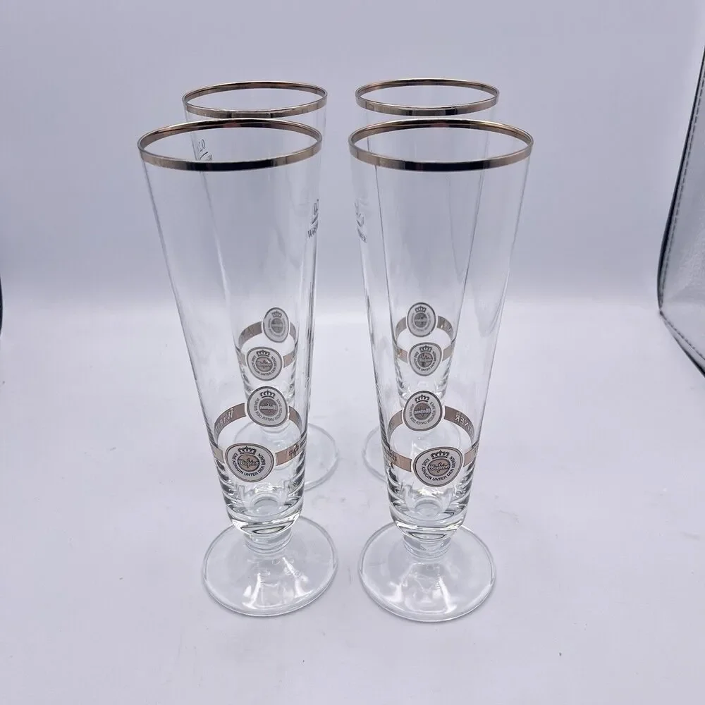 Vintage German 8” .2L Warsteiner pilsner Glasses